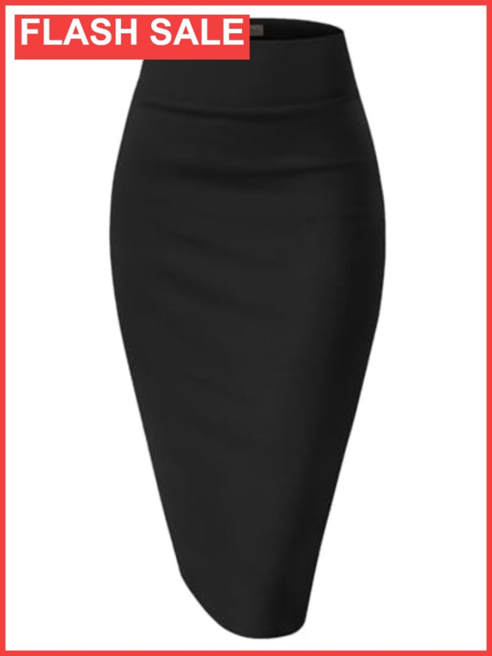 Women's Nylon Ponte Stretch High Waist Pencil Suit Skirt Below Knee